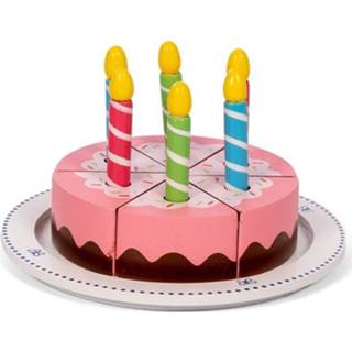 👉 Roze hout blauw Mamamemo Verjaardagstaart Junior 10 Cm 13-delig 5706798855079