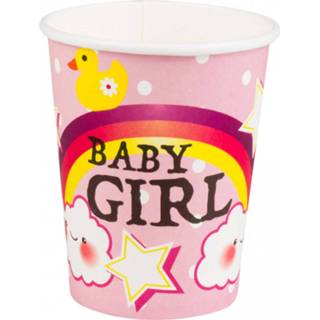 👉 Beker roze papier baby's meisjes Boland Bekers Baby Girl 250 Ml 6 Stuks 8712026532206