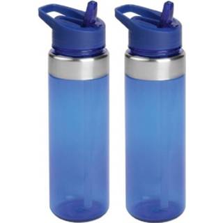 👉 Drinkfles blauwe 2x drinkflessen/waterflessen 650 ml