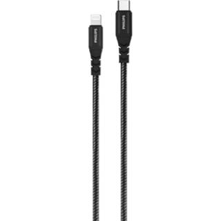 👉 Zwart nylon Philips Usb Kabel 3.0 - Usb-c Lightning Voor Iphone Lengte: 1,2 Meter 4895229112377