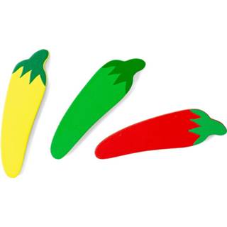 👉 Geel groen rood hout Mamamemo Chilipeper 4 Cm Geel/groen/rood 3 Stuks 5706798855550