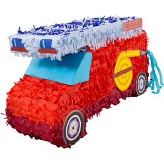 👉 Brandweerwagen rood blauw karton Folat Piñata Junior 55 Cm Rood/blauw 8714572609333