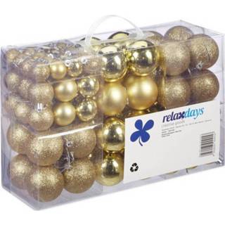 👉 Kerstbal gouden kunststof glans goudkleurig 100x Kerstballen 3, 4 En 6 Cm Glitter, Mat, - Kerstboomversiering 8720276694858