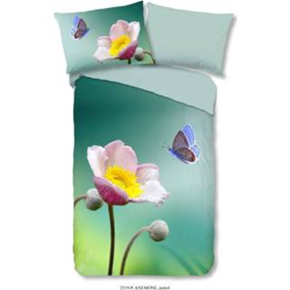 👉 Dekbedovertrek katoen multikleur Good Morning No.2519 - Petrol Anemone Maat: 155x220+1-80x80cm 8717285155326