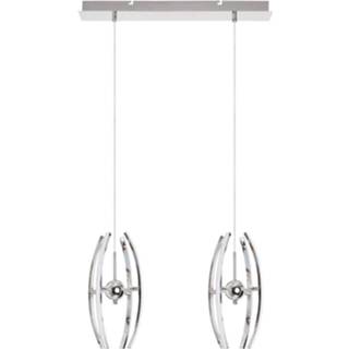👉 Hanglamp wit chroom aluminium Led - Hangverlichting Optra 24w Natuurlijk 4000k 2-lichts Mat 6013943014007