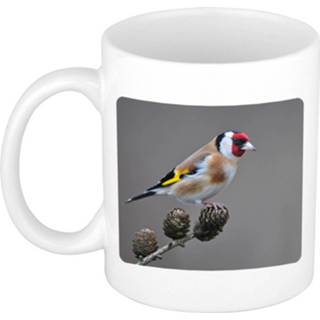 👉 Beker keramiek wit Dieren Putter Vogel Foto Mok 300 Ml - Cadeau / Vogels Liefhebber 8720276777445