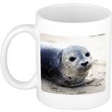 👉 Beker keramiek wit Dieren Zeehond Foto Mok 300 Ml - Cadeau / Zeehonden Liefhebber 8720276777353