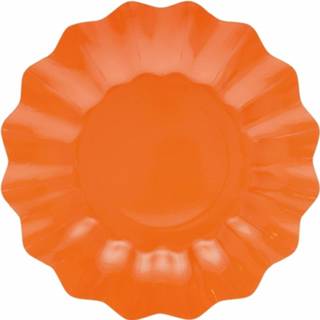 👉 Diepe bord oranje papier Borden 27 Cm 8718758871422