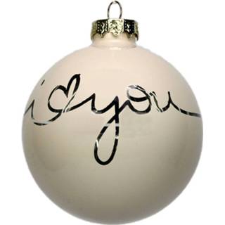 👉 Kerstbal witte glas wit 6x Glazen I Love You Kerstballen In Giftboxes 8 Cm - Kerstversiering/kerstboomversiering Kerstcadeautjes 8720276604550