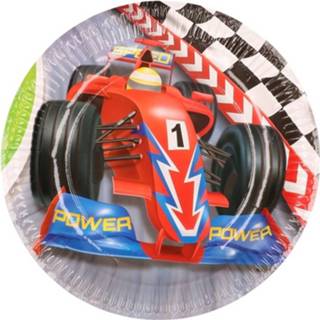 👉 Bord papier multikleur kinderen 18x Stuks Formule 1/race Thema Kinderfeest Bordjes 23 Cm - Feestartikelen 8720276348669