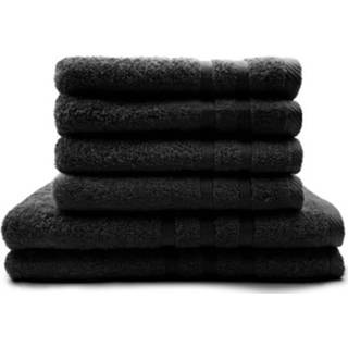 👉 Handdoek katoen zwart Vandaag Set Van 4 Handdoeken 50 X 100 Cm + 2 Badhanddoeken 70 130 Zoethout - 100% 3574641041526