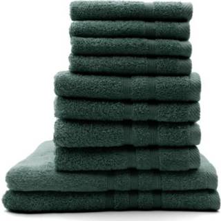 👉 Handdoek katoen groen Vandaag Set Van 4 Handdoeken 30 X 50 Cm + 100 2 Badhanddoeken 70 130 Smaragd - 100% 3574641041588