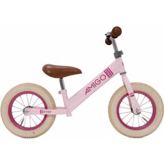 👉 Loopfiets roze staal meisjes Amigo Step Met 2 Wielen 12 Inch 8719817986248