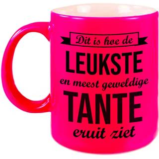 👉 Beker roze keramiek Dit Is Hoe De Leukste En Meest Geweldige Tante Eruitziet Cadeau Mok / - Neon 330 Ml Verjaardag Bedankje 8720276816793