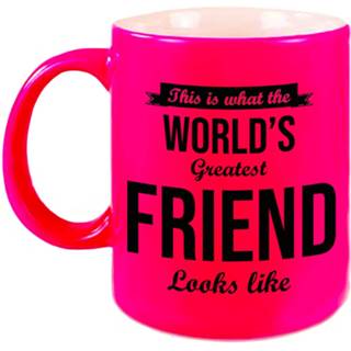 👉 Beker roze keramiek geel This Is What The Worlds Greatest Friend Looks Like Cadeau Mok / - Neon 330 Ml Verjaardag Bedankt 8720276813402