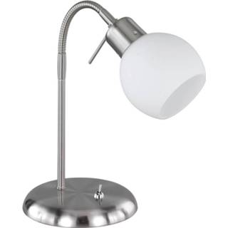 👉 Tafellamp wit nikkel aluminium zilverkleurig Led - Trion Frudo 4w E14 Fitting Warm 3000k Rond Mat 6013902660634