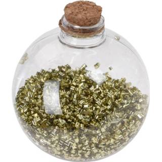 👉 Kerstbal gouden kunststof 1x Fles kerstballen glitters 8 cm