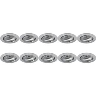👉 Armatuur zilver aluminium Spot 10 Pack - Pragmi Delton Pro Gu10 Fitting Inbouw Rond Mat Kantelbaar Ø82mm 6013924997978