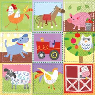 👉 Servet multicolor papier multikleur Unique Servetten Farm Party 33 X Cm 16 Stuks 11179724529