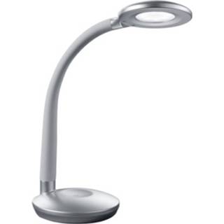 👉 Tafellamp wit titaan kunststof zilverkleurig Led - Tafelverlichting Trion Kori 3w Warm 3000k Rond Mat 6013907281292