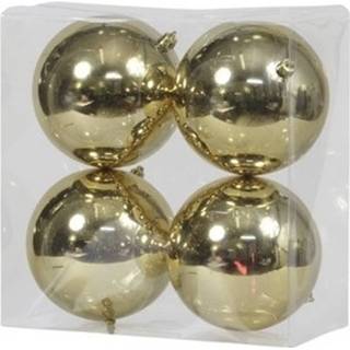 👉 Kerstbal gouden kunststof glans plastic goud goudkleurig 4x Kerstballen 12 Cm - Onbreekbare Kerstboomversiering 8720147049534