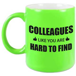 👉 Groen keramiek Personeel / Werknemer Cadeau Mok Neon Colleagues Like You Are Hard To Find - Collega Bedankt 8720276766036