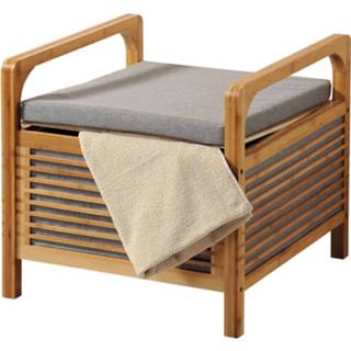 👉 Zitkussen bamboe houten Fsc® - Hocker Met Opbergruimte En Poef 4000270194825