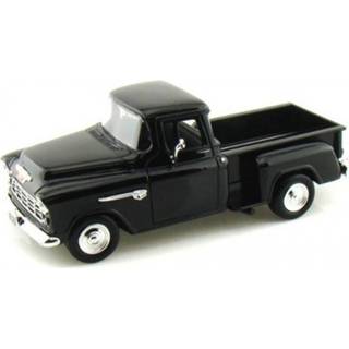 👉 Modelauto zwart metaal Chevrolet Stepside 5100 1955 20 X 9 8 Cm - Schaal 1:24 Speelgoedauto Miniatuurauto 8719247378163
