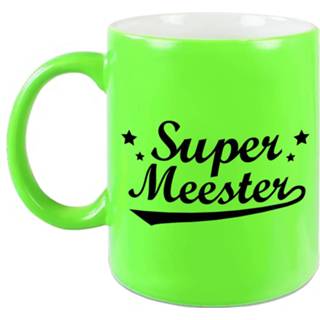 👉 Groen keramiek Super Meester Cadeau Mok - 330 Ml Neon Meesterdag/einde Schooljaar 8720276868037