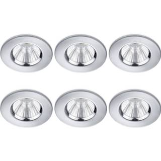 👉 Inbouwspot wit glans chroom Led Spot 6 Pack - Trion Zagrona 5w Waterdicht Ip65 Dimbaar Warm 3000k 6013925371302