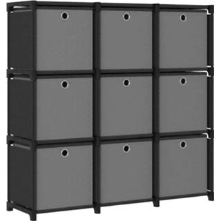 👉 Zwart stof Vidaxl Kast Met 9 Vakken Boxen 103x30x107,5 Cm 8720286042687