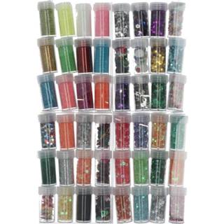 👉 Multikleur 4artz® Set Nr. 2 Met 48 Verschillende Soorten Flesjes Chunkly Glitter 6013927337313