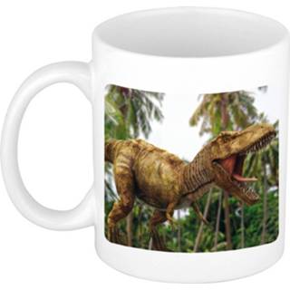 👉 Dinosaurus keramiek wit Dieren Brullende T-rex Foto Mok 300 Ml - Cadeau Beker / Dinosaurussen Liefhebber 8720276878883