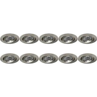 👉 Armatuur nikkel aluminium Spot 10 Pack - Pragmi Aerony Pro Gu10 Fitting Inbouw Rond Mat Kantelbaar Ø82mm 6013934921949