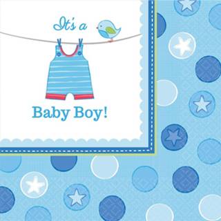 👉 Servet blauw papier baby's Amscan Servetten Babyshower 16 Stuks A 33 X Cm 8719817501410
