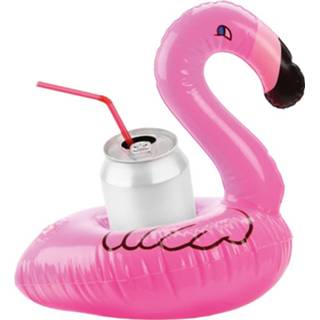👉 Roze Opblaasbare Mini Dieren Flamingo Drankhouder 16 Cm - Tropische Blikjes Houders 8719538569669