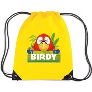 👉 Rugtas geel nylon kinderen Birdy De Papegaai Rijgkoord / Gymtas - 11 Liter Voor 8719538526532