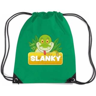 👉 Rugtas groen nylon blauw kinderen Slanky De Slang Rijgkoord / Gymtas - 11 Liter Voor 8719538526945