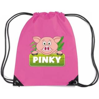 👉 Rugtas roze nylon kinderen Pinky The Pig Varkens Rijgkoord / Gymtas - 11 Liter Voor 8719538525573