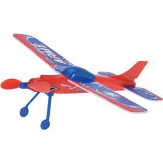 Vliegtuig rood blauw Free And Easy Wind-up Plane 25 Cm 8719817328697