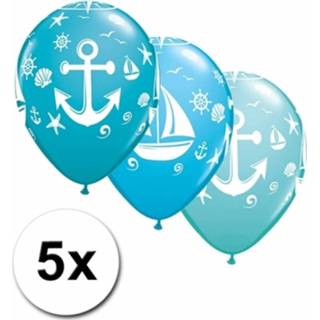👉 Ballon marine blauw 5x Stuks Marine/maritiem Thema Party Ballonnen - Feestartikelen En Versiering 8719538034211
