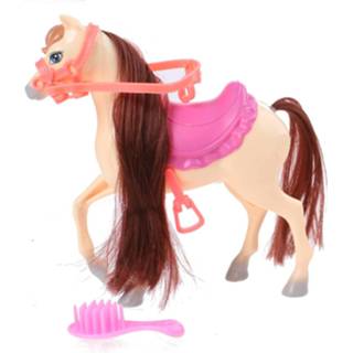 Hoofdstel kunststof Jonotoys Paard Met Zadel En Crème 14,5 Cm 8719817330164