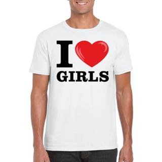 👉 Shirt wit synthetisch meisjes mannen I Love Girls T-shirt Heren 2xl 8719538466395