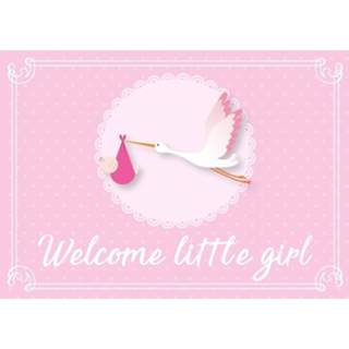 👉 Ansicht kaart papier active meisjes roze Meisje geboren ansichtkaart/wenskaart ooievaar kraamcadeau