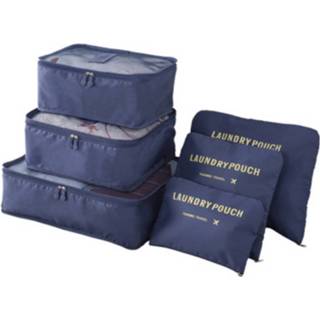 👉 Polyester blauw Packing Cubes - 6 Stuks Koffer Organiser Navy 8719748131700