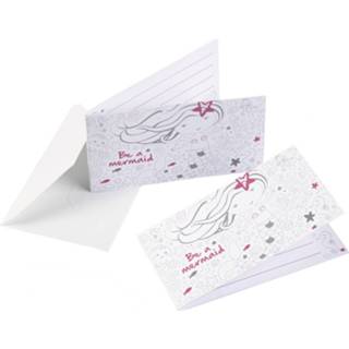 👉 Wit papier roze Amscan Uitnodigingen Zeemeermin 8 X 14 Cm Stuks 13051805364