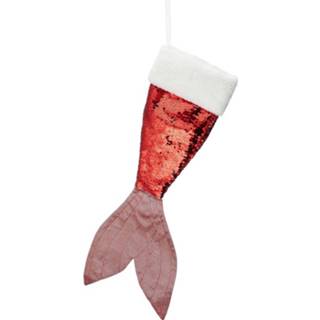 👉 Kerstsokken rode rood polyester active cadeau/kado 45 cm mermaid/zeemeermin staart
