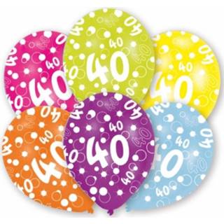 👉 Leeftijd ballon multikleur 6x Stuks 40 Jaar Verjaardag Ballonnen 27 Cm - Feestartikelen/versieringen 8719538083486