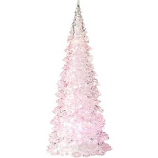 👉 Kerstboom roze kunststof Verlichte Figuren Lamp 22 Cm - Kerstverlichting Figuur Voor Binnen Gebruik 8719538770706
