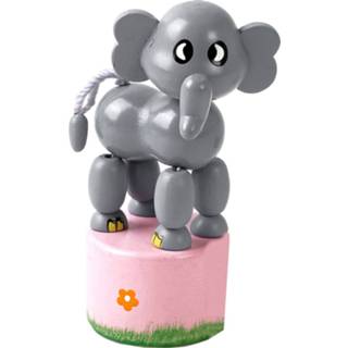 👉 Grijs hout small Foot Drukfiguur Olifant 11 Cm 4020972111364